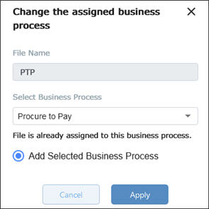 Changing the Assigned Business Process for a Process Mining File